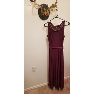 Maroon Embellished Evening Dress